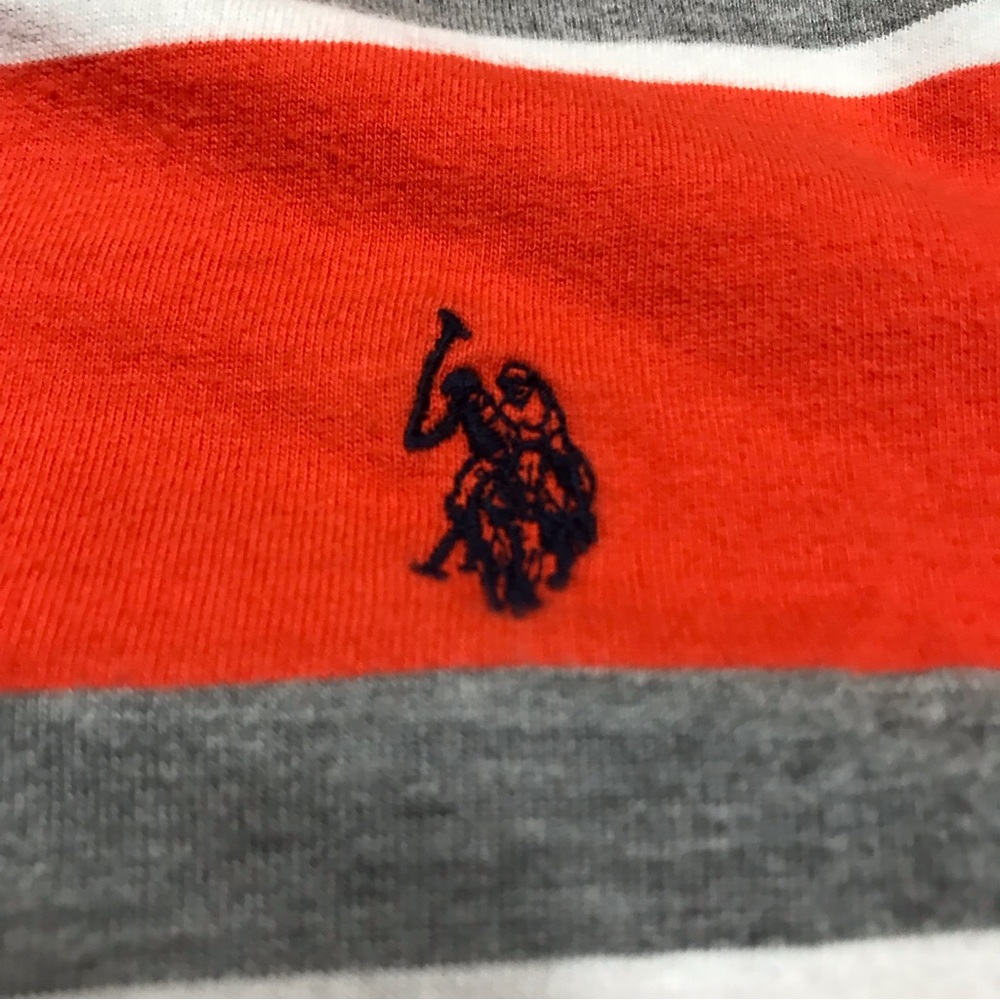 US Polo Assn orange striped v-neck shirt size XL - Picture 2 of 4